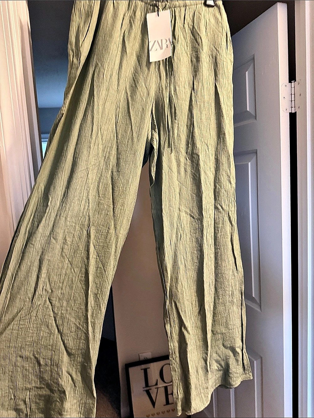 Zara Wide Leg Pants in Green Size Medium NWT